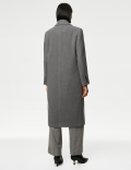 Double Breasted Longline Coat with Wool