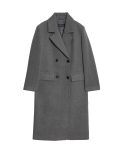 Double Breasted Longline Coat with Wool