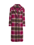Checked Relaxed Longline Coat with Wool