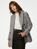 Checked Double Breasted Short Coat