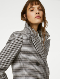Checked Double Breasted Short Coat