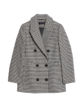 Checked Double Breasted Short Coat