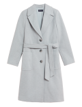 Herringbone Belted Tailored Coat