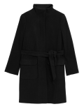 Belted Funnel Neck Trench Coat