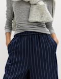 Pinstripe Elasticated Waist Wide Leg Trousers