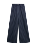 Pinstripe Elasticated Waist Wide Leg Trousers