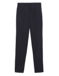 Cotton Blend Slim Fit Ankle Grazer Trousers