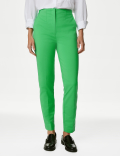 Cotton Blend Slim Fit Ankle Grazer Trousers