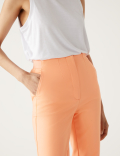 Cotton Blend Slim Fit Ankle Grazer Trousers