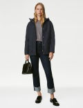 Wool Blend Hooded Short Duffle Coat