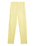 Cotton Blend Slim Fit Ankle Grazer Trousers