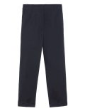 Cotton Blend Slim Fit Cropped Trousers