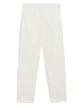 Cotton Blend Slim Fit Cropped Trousers