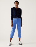 Cotton Blend Slim Fit Cropped Trousers