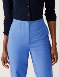 Cotton Blend Slim Fit Cropped Trousers