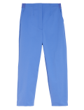 Cotton Blend Slim Fit Cropped Trousers