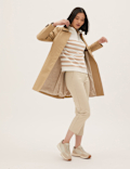 Cotton Blend Slim Fit Cropped Trousers