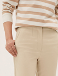 Cotton Blend Slim Fit Cropped Trousers