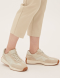 Cotton Blend Slim Fit Cropped Trousers