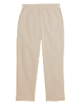 Cotton Blend Slim Fit Cropped Trousers