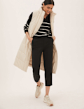 Cotton Blend Slim Fit Cropped Trousers