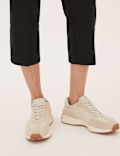 Cotton Blend Slim Fit Cropped Trousers