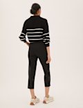 Cotton Blend Slim Fit Cropped Trousers