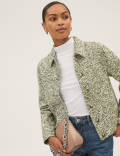 Tweed Textured Relaxed Trucker Jacket