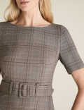Checked Knee Length Skater Dress