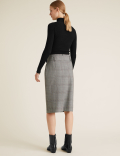 Checked Belted Knee Length Pencil Skirt