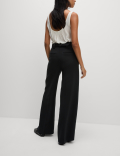 Crepe Tab Detail Wide Leg Trousers