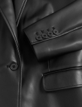 Faux Leather Single Breasted Blazer