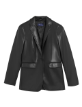 Faux Leather Single Breasted Blazer