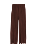 Jersey Plisse Wide Leg Trousers