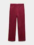 Cotton Rich Straight Leg Ankle Grazer Trousers