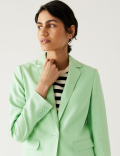 Linen Blend Tailored Single Breasted Blazer