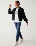 Satin Look Relaxed Bomber Jacket