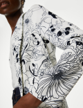 Satin Relaxed Floral Single Breasted Blazer