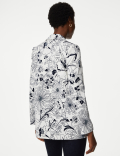 Satin Relaxed Floral Single Breasted Blazer