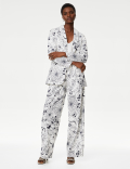 Satin Relaxed Floral Single Breasted Blazer
