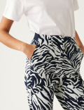 Cotton Rich Animal Print Slim Fit Trousers