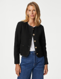 Tweed Relaxed Collarless Short Jacket
