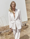 Linen Blend Tailored Single Breasted Blazer