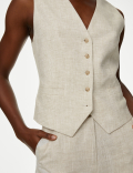 Linen Blend Tailored Waistcoat