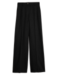 Linen Blend Wide Leg Trousers