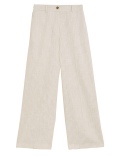 Linen Blend Striped Wide Leg Trousers