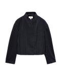 Textured Wrap Collar Short Jacket