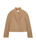 Textured Wrap Collar Short Jacket