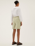 Twill Pleat Front Bermuda Shorts