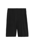 Twill Pleat Front Bermuda Shorts
